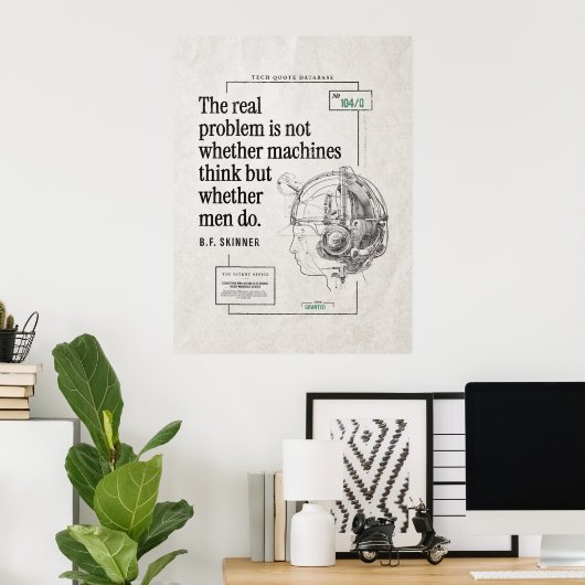 Echte Probleemmachines Mannen Denk Technologie Quo Poster (Thuiskantoor)