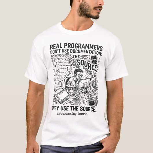 Echte programmeurs gebruiken de broncode t-shirt (Voorkant)
