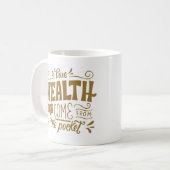 ECHTE RIJKDOM KOMT NIET UIT DE ZAK KOFFIEMOK (Voorkant links)