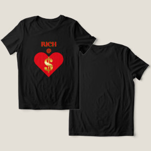 ECHTE RIJKDOM RICH@HEART Dames zwart rood hart Tri-Blend Shirt