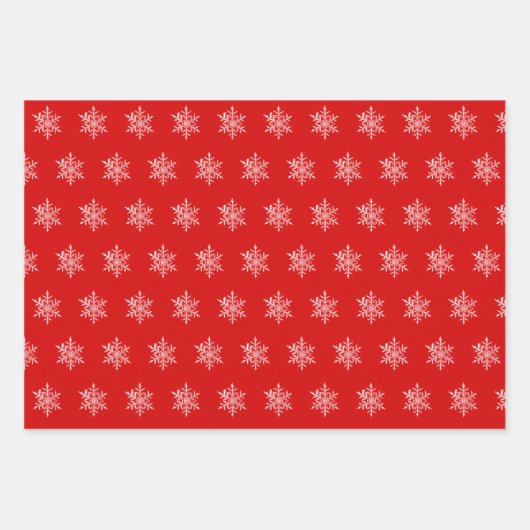 Echte rode en witte snowflake papierbladen inpakpapier vel (Voorkant)