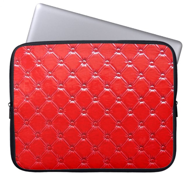 Echte rode lederbekleding. laptop sleeve (Voorkant)