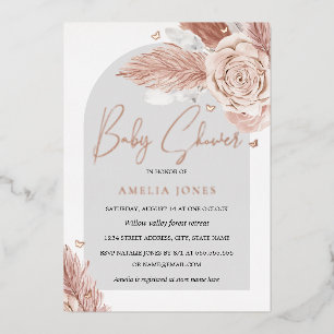 ECHTE ROOS GOLD FOIL Roze Floral Arch Baby shower Folie Uitnodiging
