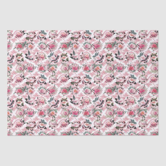 Echte Roze Bloemengarens Tissuepapier (Voorkant)