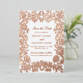 Echte roze gouden bloem bruiloft 'Save the Date'-k Folie Uitnodiging (Staand Voorkant)