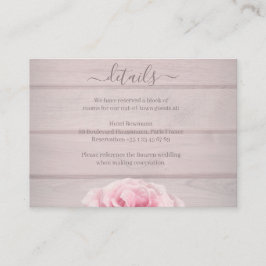 Echte Roze Rozen Rustiek Chic Wedding Hotel Detail Informatiekaartje