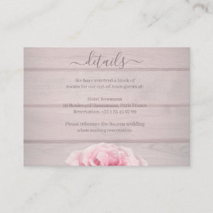 Echte Roze Rozen Rustiek Chic Wedding Hotel Detail Informatiekaartje