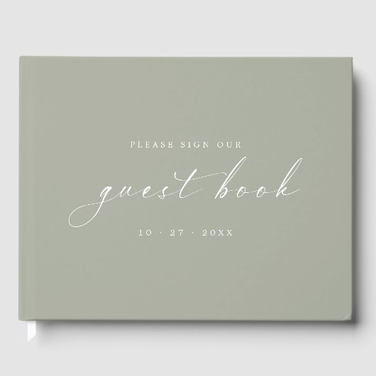 Echte Sage Minimalistische Moderne Gastenboek voor (Voorkant)