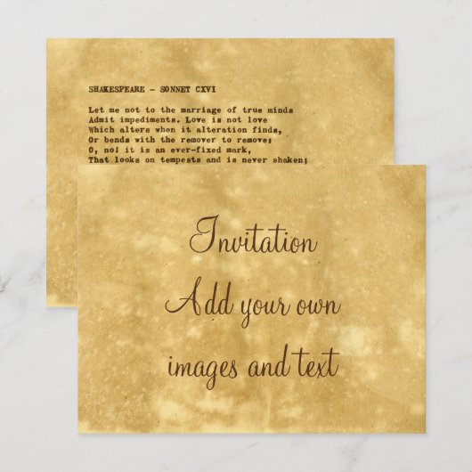 Echte Schrijfmachine Shakespeare Sonnet 116 (CXVI) Kaart (Voorkant / Achterkant)