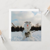 Echte sneeuwman foto  kaart (Voorkant / Achterkant in situ)