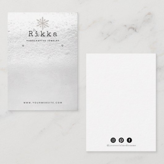 Echte Snow Earring Display Visitekaartje (Voorkant / Achterkant)