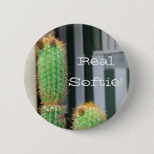 Echte Softie Groene Cactus Funky Knop Speld Ronde Button 5,7 Cm