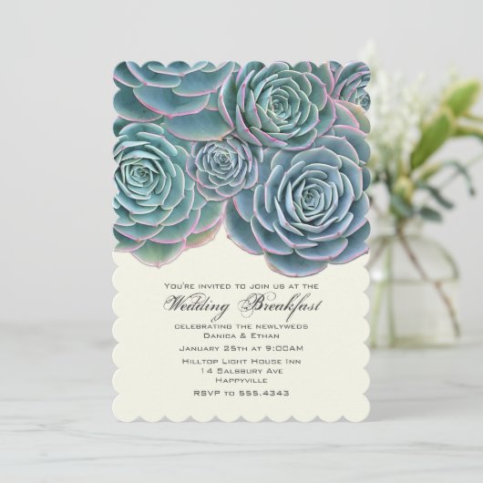  Echte Succulents Weddenschap Breakfast Kaart (Staand voorkant)