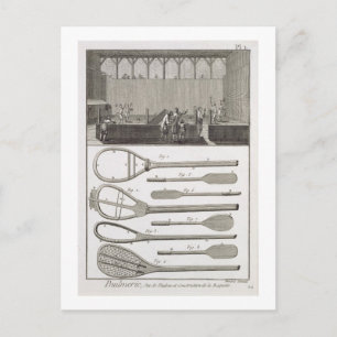 Echte tennis en de bouw van racketspelen, van briefkaart