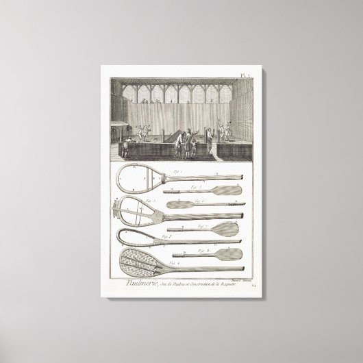 Echte tennis en de bouw van racketspelen, van canvas afdruk (Voorkant)