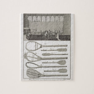 Echte tennis en de bouw van racketspelen, van legpuzzel