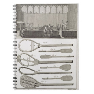 Echte tennis en de bouw van racketspelen, van notitieboek