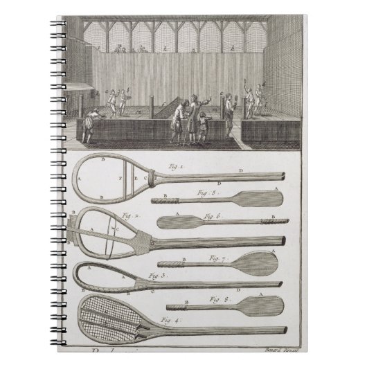 Echte tennis en de bouw van racketspelen, van notitieboek (Voorkant)