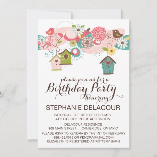 Echte Tortelduifjes en vogelverblijven - uitnodigi Kaart (Achterkant)