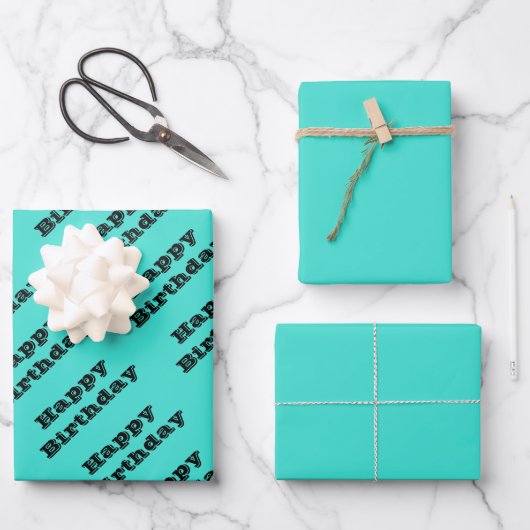 Echte Turquoise Blauw Groen Southwestern Effen Kle Inpakpapier Vel (Voorkant)