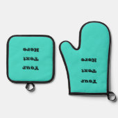 Echte Turquoise Blauw Groen Southwestern Effen Kle Ovenwant & Pannenlap Set (Voorkant)