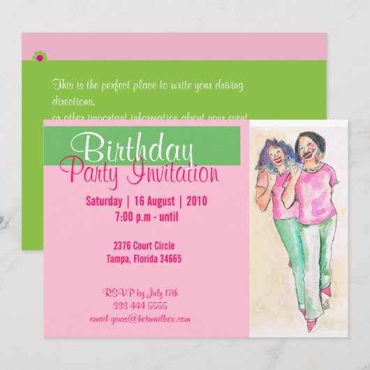 Echte uitnodiging voor meisjes (Voorkant / Achterkant)