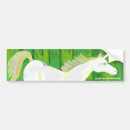Echte Unicorn in een Bosboomklever Bumpersticker (Voorkant)