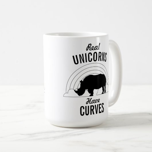Echte Unicorns hebben curves Koffiemok (Voorkant rechts)