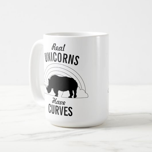 Echte Unicorns hebben curves Koffiemok (Voorkant links)