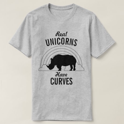 Echte Unicorns hebben krommen, Funny Rhino T-shirt (Design voorkant)