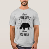 Echte Unicorns hebben krommen, Funny Rhino T-shirt (Voorkant)