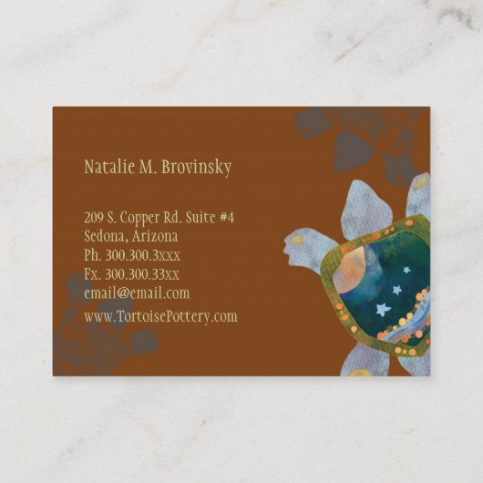 Echte unieke Sedona Turtle Pottery Visitekaartje (Achterkant)
