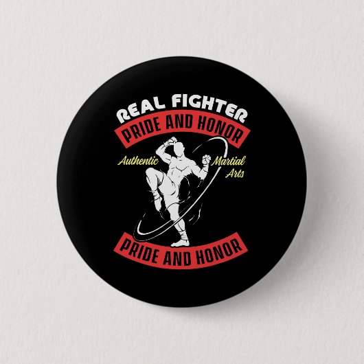 Echte vechter Muay Thai MMA vecht authentieke Mart Ronde Button 5,7 Cm (Voorkant)
