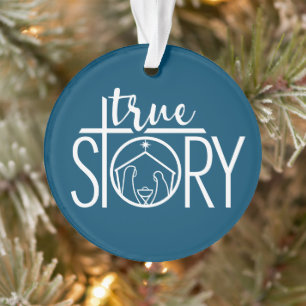 Echte Verhaal Kerststal Jezus Kind Donkerblauw Ker Ornament