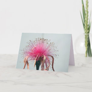 Echte Vezel Optische Bloem en Flamingo Bedankkaart