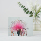 Echte Vezel Optische Bloem en Flamingo Briefkaart (Staand voorkant)