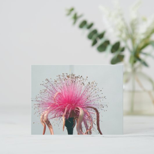 Echte Vezel Optische Bloem en Flamingo Briefkaart (Staand voorkant)