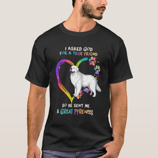 Echte Vriend Grote Pyreneeën Met Hart Tie Dye Dog T-shirt (Voorkant)