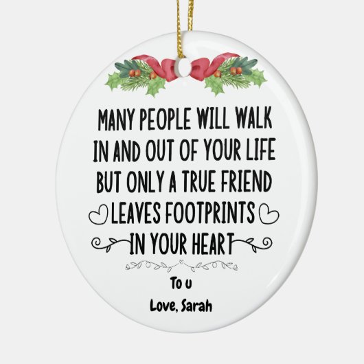 echte vriend verlaat voetafdrukken in je hart keramisch ornament (Links)