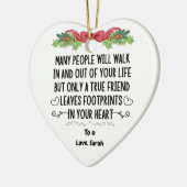 echte vriend verlaat voetafdrukken in je hart keramisch ornament (Links)