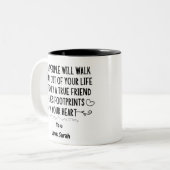 echte vriend verlaat voetafdrukken in je hart tweekleurige koffiemok (Voorkant links)