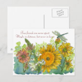 Echte vrienden zijn nooit uit elkaar gedicht Zonne Briefkaart (Voorkant / Achterkant)