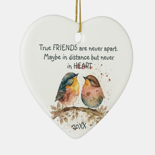 Echte vrienden zijn nooit uit elkaar, misschien op keramisch ornament (Rechts)