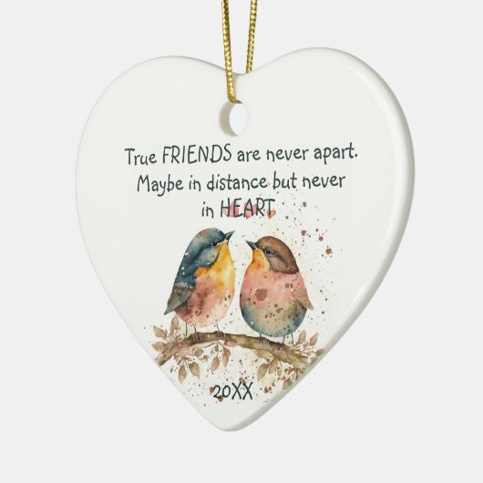 Echte vrienden zijn nooit uit elkaar, misschien op keramisch ornament (Links)