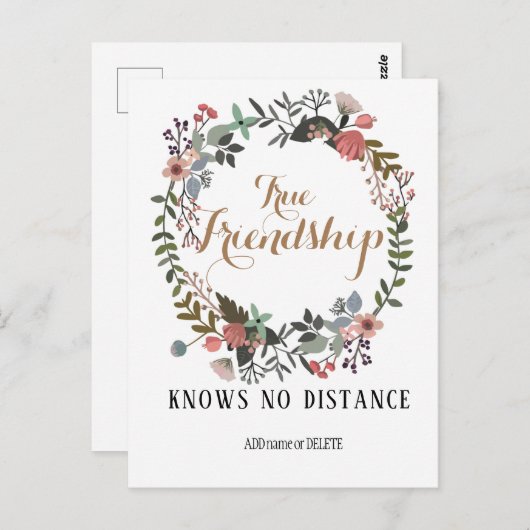 Echte vriendschap citeert de appreciatie van de Vr Briefkaart (Voorkant / Achterkant)