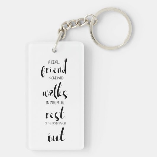 echte vriendschap citeert zwarte & witte schattig sleutelhanger (achterkant)