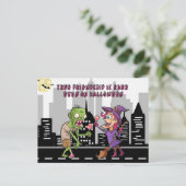 Echte vriendschap in de stad Halloween Feestdagenkaart (Staand voorkant)