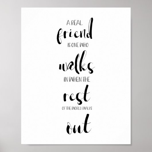 echte vriendschapsquote typografie inspirerend zoe poster (Voorkant)
