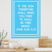 Echte vrijheid in de Bijbel Verse Typografie Poster (Keuken)