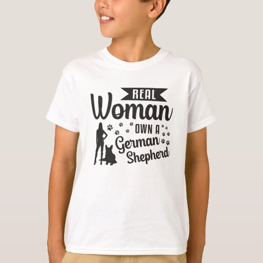 Echte vrouw bezitten een Duitse herder hond honden T-shirt (Voorkant)